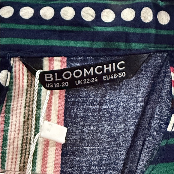 Nwt Bloomchic Halter Geometric Print Slit Dress 18/20 Stripes - Picture 6 of 10